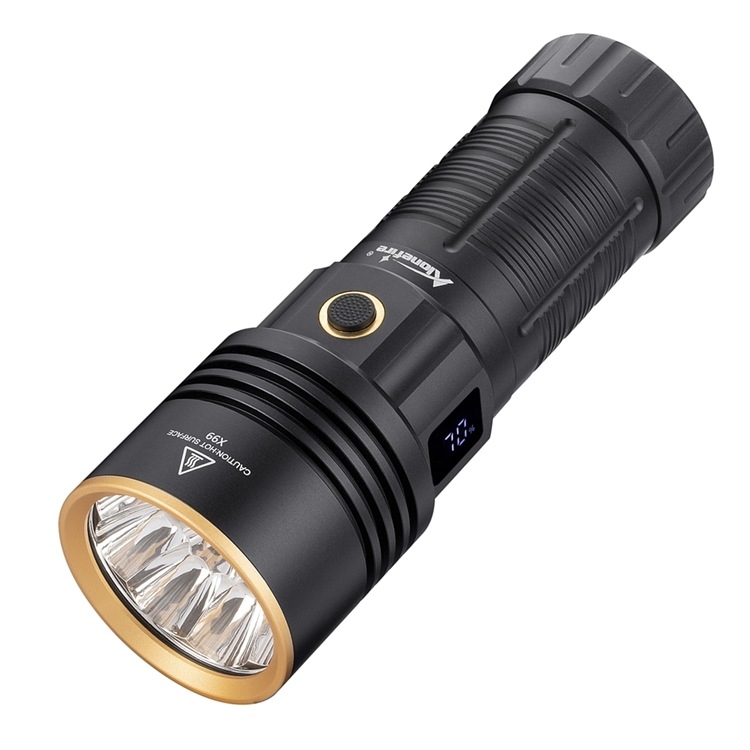 Lanternă cu LED-uri cu laser alb, afișaj digital transfrontalier, lumină puternică, reîncărcabilă, lanterna de urgență pentru exterior, cu rază lungă de acțiune X99
