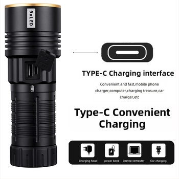 Διασυνοριακός ψηφιακός φακός LED με λευκό λέιζερ, ισχυρό φως, επαναφορτιζόμενος προβολέας, εξωτερικός φακός έκτακτης ανάγκης μεγάλης εμβέλειας X99