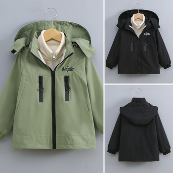 Αφαιρούμενο, τριών σε ένα, νέο στυλ, αντιανεμικό μπουφάν εξωτερικού χώρου με επένδυση φλις για αγόρια, φθινόπωρο και χειμώνας 2025