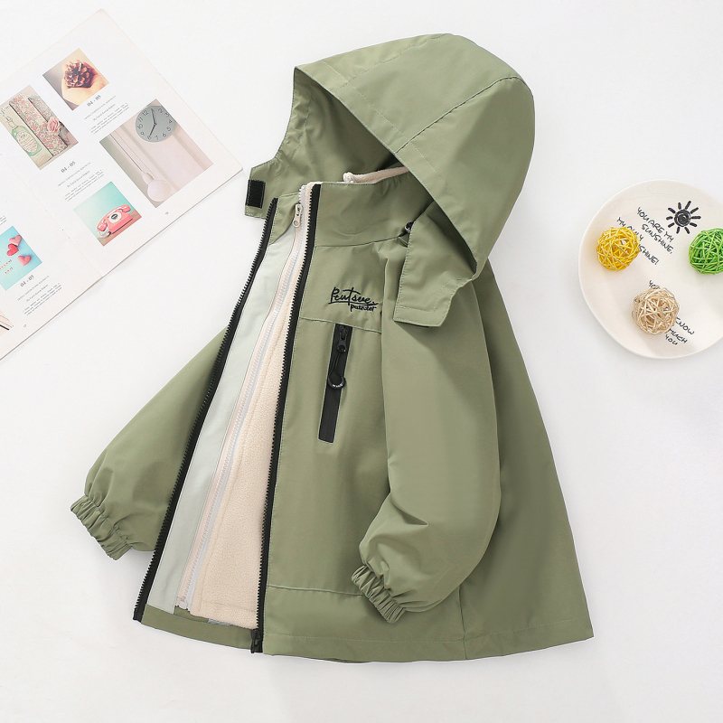 Αφαιρούμενο, τριών σε ένα, νέο στυλ, αντιανεμικό μπουφάν εξωτερικού χώρου με επένδυση φλις για αγόρια, φθινόπωρο και χειμώνας 2025