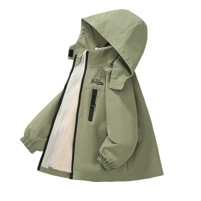 Αφαιρούμενο, τριών σε ένα, νέο στυλ, αντιανεμικό μπουφάν εξωτερικού χώρου με επένδυση φλις για αγόρια, φθινόπωρο και χειμώνας 2025