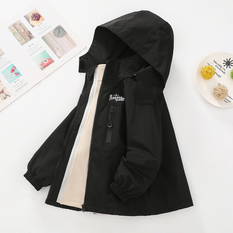 Αφαιρούμενο, τριών σε ένα, νέο στυλ, αντιανεμικό μπουφάν εξωτερικού χώρου με επένδυση φλις για αγόρια, φθινόπωρο και χειμώνας 2025