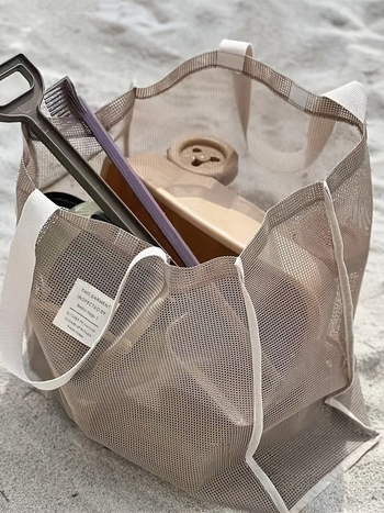 Nová veľkokapacitná plážová taška cez rameno, priehľadná sieťovaná taška cez rameno, módna a ľahká nákupná taška