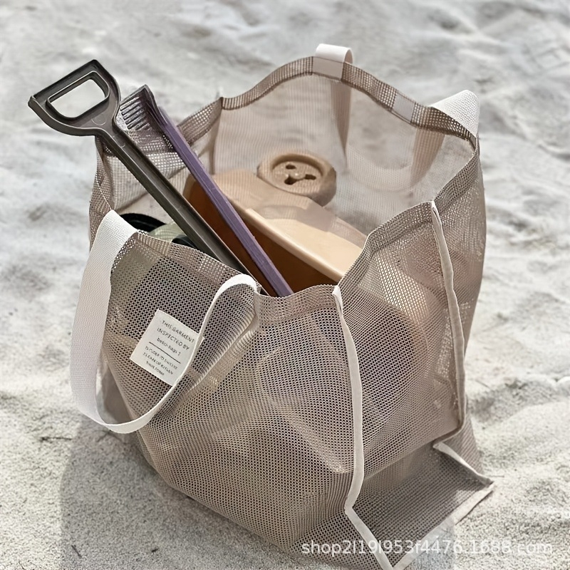Nová veľkokapacitná plážová taška cez rameno, priehľadná sieťovaná taška cez rameno, módna a ľahká nákupná taška