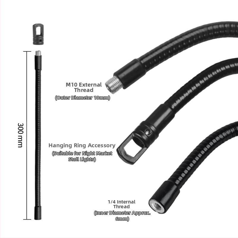Скоба за мобилен телефон, таблет, микрофон, метален маркуч, универсален въртящ се M10, външни зъби, закачалка за лампа
