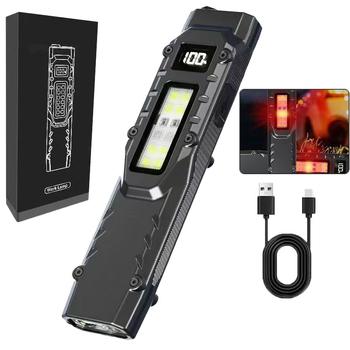 Naujas taktinis žibintuvėlis su juosmens segtuku, trijų šviesos šaltinių kempingo žibintuvėlis, savigynos mini itin plonas nešiojamas lauko žibintuvėlis