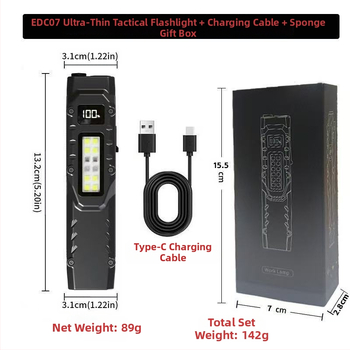 Naujas taktinis žibintuvėlis su juosmens segtuku, trijų šviesos šaltinių kempingo žibintuvėlis, savigynos mini itin plonas nešiojamas lauko žibintuvėlis