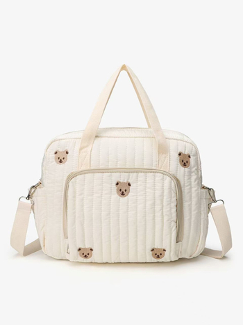 Dél-Korea új hímzett medvés múmiatáskája, nagy kapacitású pelenkatároló táska, hordozható anya-baba utazótáska
