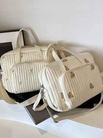 Dél-Korea új hímzett medvés múmiatáskája, nagy kapacitású pelenkatároló táska, hordozható anya-baba utazótáska