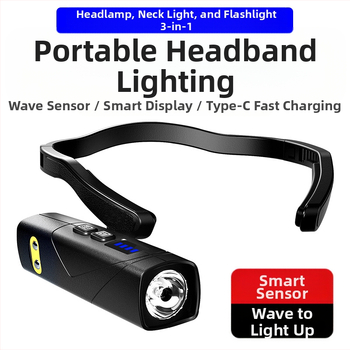 2025 m. itin ryškus, stipraus šviesos jutiklio priekinis žibintas, skirtas lauko naktinei žvejybai ir alpinizmui, daugiafunkcis, ant ausų kabantis, nuimamas LED žibintuvėlis