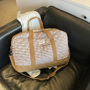 Nauja korėjietiška didelės talpos nešiojama moteriška mumijos rankinė, nauja, madinga languota drobinė rankinė tėvams ir vaikams per petį, rankinė per petį