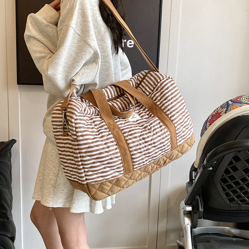 Nauja korėjietiška didelės talpos nešiojama moteriška mumijos rankinė, nauja, madinga languota drobinė rankinė tėvams ir vaikams per petį, rankinė per petį