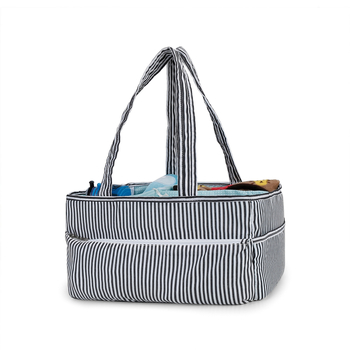 Μεγάλη ριγέ φορητή τσάντα αποθήκευσης μωρού, τσάντα μεταφοράς για μητέρα και μωρό
