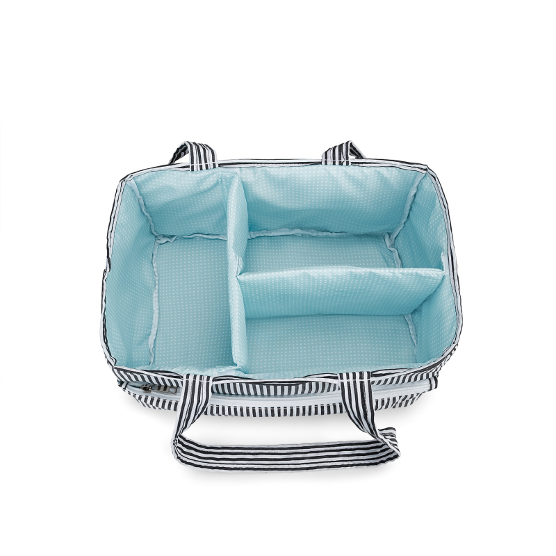 Csíkos nagyméretű hordozható babatároló táska anya és baba utazó elválasztó tárolótáska