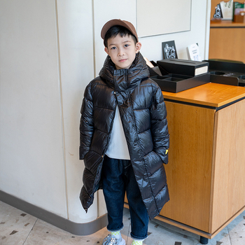 2024. gada jauna bērnu dūnu kokvilnas pildīta jaka, gara, līdz ceļiem gara, bieza, ar flīsa oderi, silta jaka zēniem un meitenēm