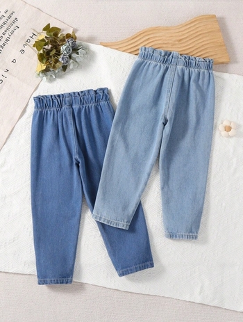 Uued laste moe kevadpüksid, tüdrukute teksad, beebidele mõeldud stiilsed lahtised vabaaja sirged püksid