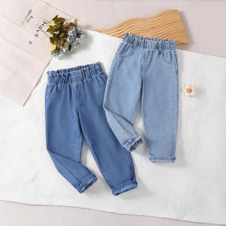 Uued laste moe kevadpüksid, tüdrukute teksad, beebidele mõeldud stiilsed lahtised vabaaja sirged püksid