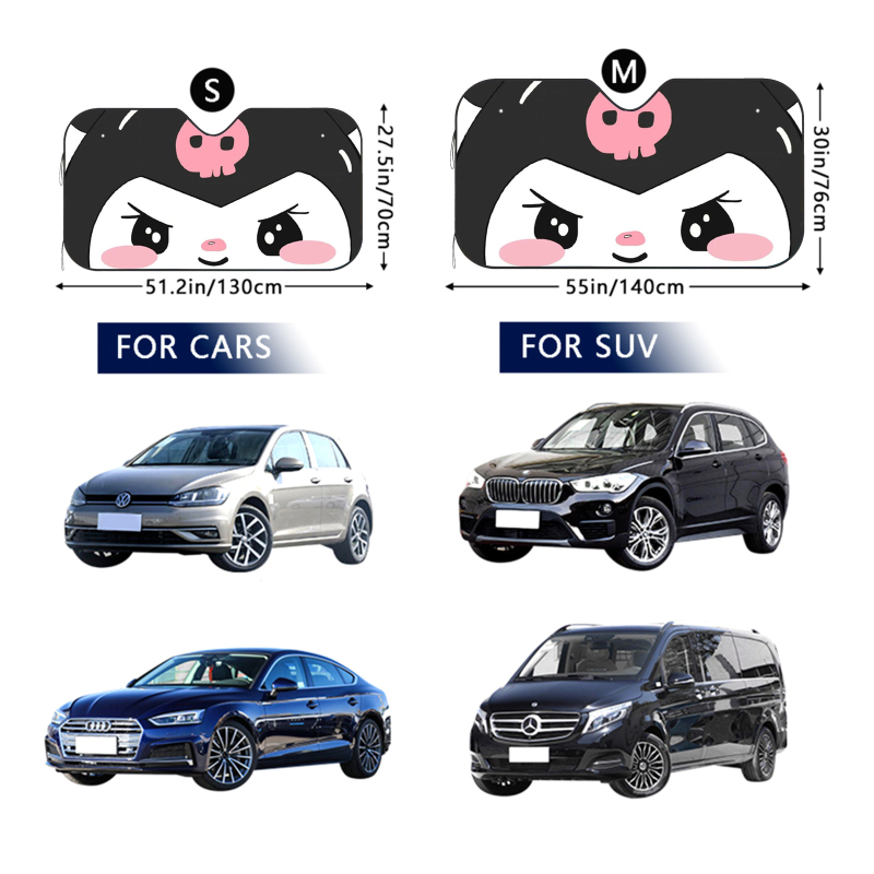 Tiesioginio gamyklinio pardavimo automobilio stogelis nuo saulės „Anime“ priekinė apsauga nuo saulės, apsauga nuo lietaus, apsauga nuo UV spindulių, palaikymo dizaino pavyzdys, „Sanrio“