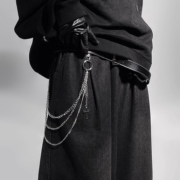 Χιπ-Χοπ Μοντέρνα Αλυσίδα Παντελονιών με Τριστρωματικό Σταυρό, Κρεμαστή Αλυσίδα, Αξεσουάρ Ρούχων, Εξατομικευμένη Αλυσίδα Μέσης, Τσάντα-Κρεμαστό