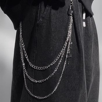 Χιπ-Χοπ Μοντέρνα Αλυσίδα Παντελονιών με Τριστρωματικό Σταυρό, Κρεμαστή Αλυσίδα, Αξεσουάρ Ρούχων, Εξατομικευμένη Αλυσίδα Μέσης, Τσάντα-Κρεμαστό