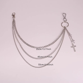 Χιπ-Χοπ Μοντέρνα Αλυσίδα Παντελονιών με Τριστρωματικό Σταυρό, Κρεμαστή Αλυσίδα, Αξεσουάρ Ρούχων, Εξατομικευμένη Αλυσίδα Μέσης, Τσάντα-Κρεμαστό