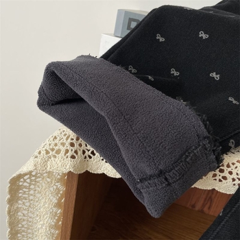 Κορεάτικο στυλ Φθινόπωρο και Χειμώνας Παιδικό Παντελόνι με Φιόγκο και Στάμπα από Βελούδο, Ίσιο Παντελόνι 2024