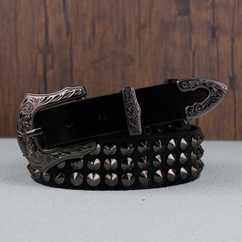 Guangzhou Strat Superior din piele de vacă din piele naturală curea pentru bărbați Punk Hardware Spike distinctiv la modă curea pentru bărbați stil hip-hop
