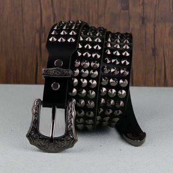 Ζώνη από γνήσιο δέρμα αγελάδας Guangzhou Top Layer, με επένδυση Punk Hardware Spike, διακριτική, μοντέρνα ανδρική ζώνη, στυλ χιπ χοπ