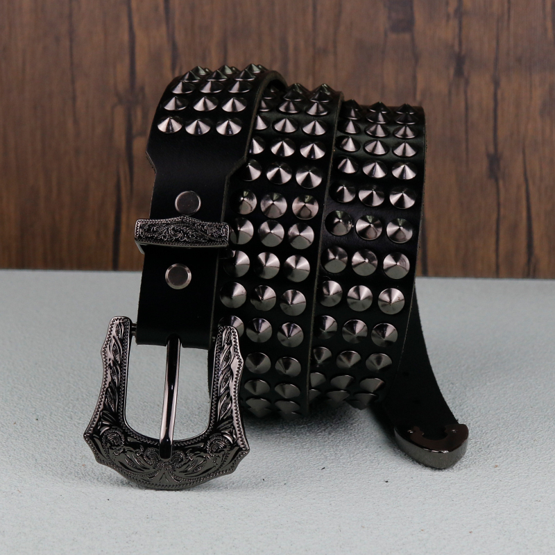 Guangzhou Strat Superior din piele de vacă din piele naturală curea pentru bărbați Punk Hardware Spike distinctiv la modă curea pentru bărbați stil hip-hop