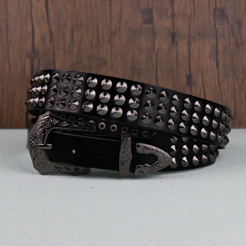 Guangzhou Strat Superior din piele de vacă din piele naturală curea pentru bărbați Punk Hardware Spike distinctiv la modă curea pentru bărbați stil hip-hop