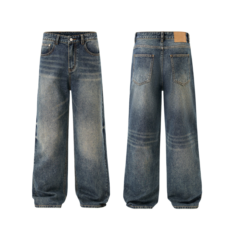 2025 tavaszi és nyári új American Cleanfit Washed Retro Vintage Jeans férfi egyenes szabású, laza nadrág