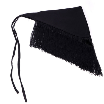 [Δωρεάν αποστολή] Γυναικείο διακοσμητικό πουκάμισο με μαύρη σφραγίδα μέσης, ζώνη μέσης, τριγωνική πετσέτα υψηλής ποιότητας με φούντα