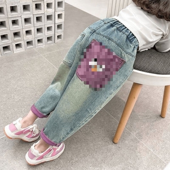 Τζιν για κορίτσια Άνοιξη και Φθινόπωρο 2024 Νέα παιδικά παντελόνια, φαρδιά, δυτικού τύπου, κορεάτικα, καρό, μοντέρνα παντελόνια για μωρά κορίτσια