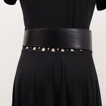 Νέα ζώνη μέσης για γυναίκες, διακοσμητική ζώνη, ευέλικτη φούστα σε σχήμα καρδιάς, φόρεμα, παλτό, μαύρη ζώνη μόδας