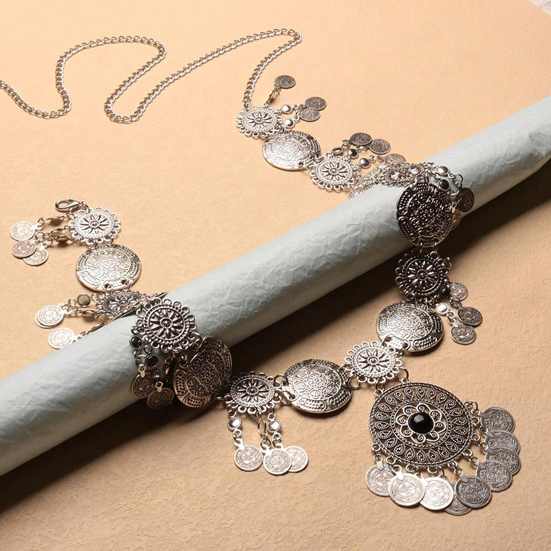 Нова модна верига с дълъг пискюл и монета за талията, бохемска ретро куха верига за танц на корема, фабрика права