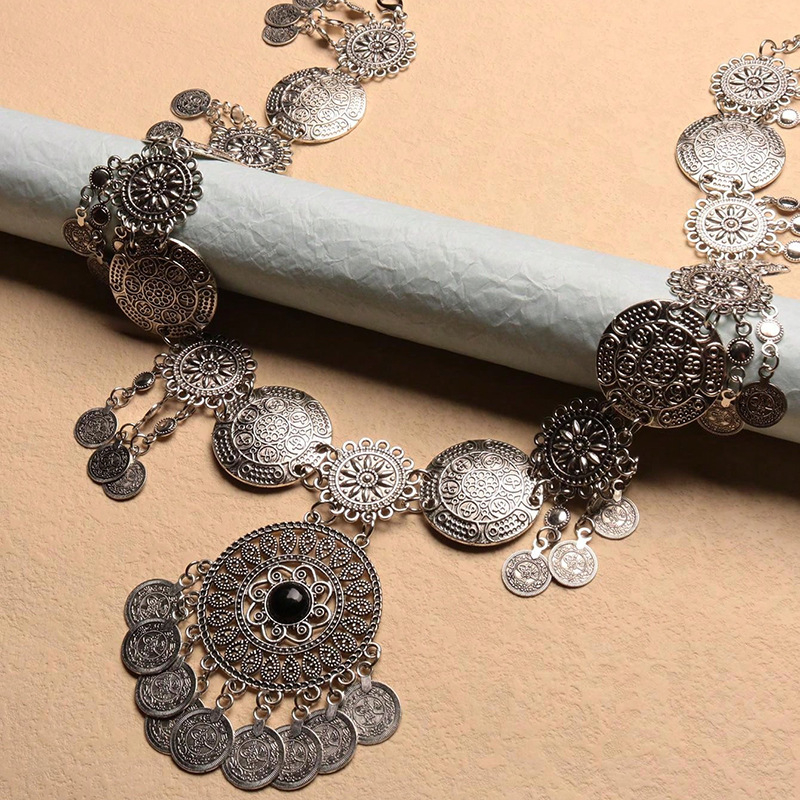 Нова модна верига с дълъг пискюл и монета за талията, бохемска ретро куха верига за танц на корема, фабрика права