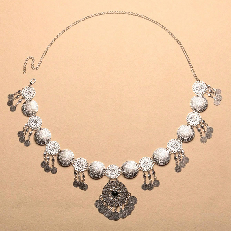 Нова модна верига с дълъг пискюл и монета за талията, бохемска ретро куха верига за танц на корема, фабрика права