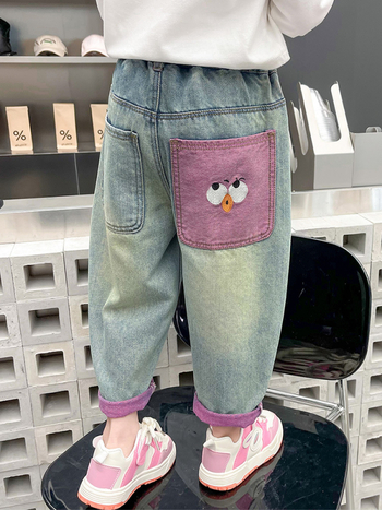 Παιδικά παντελόνια για κορίτσια, άνοιξη και φθινόπωρο, τζιν, κορεάτικο στυλ 2024, νέα άφιξη, all-match, δυτικό στυλ, μωρουδιακά, χαλαρά, casual, μοντέρνα