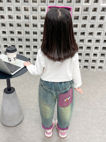 Παιδικά παντελόνια για κορίτσια, άνοιξη και φθινόπωρο, τζιν, κορεάτικο στυλ 2024, νέα άφιξη, all-match, δυτικό στυλ, μωρουδιακά, χαλαρά, casual, μοντέρνα