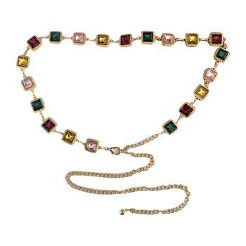 Αλυσίδα μέσης με πολύτιμους λίθους σε χρωματιστό μπλοκ και φούστα, αξεσουάρ μεταλλικής αλυσίδας υψηλής ποιότητας 2025, ειδική ζώνη για γυναίκες