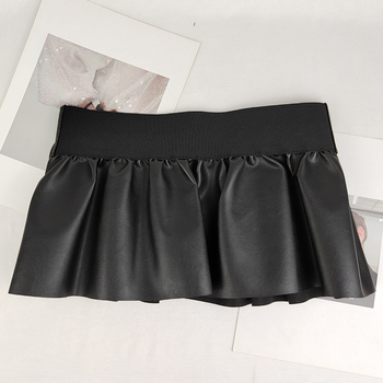 Vööga seelik eristuva PU-ga Naiste kunstnahast vöö, elastne elastne seelik Dekoratiivne lai vöökoht, Euroopa ja Ameerika piiriülene