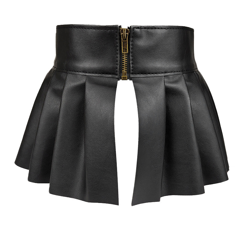 Vööga seelik eristuva PU-ga Naiste kunstnahast vöö, elastne elastne seelik Dekoratiivne lai vöökoht, Euroopa ja Ameerika piiriülene