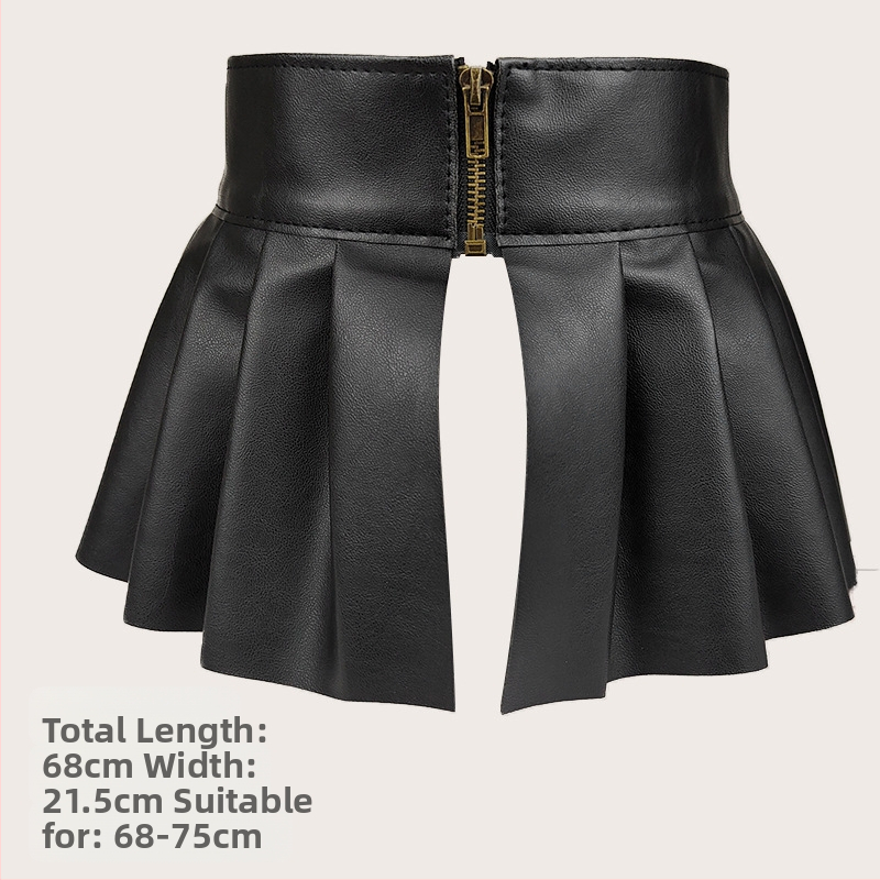 Vööga seelik eristuva PU-ga Naiste kunstnahast vöö, elastne elastne seelik Dekoratiivne lai vöökoht, Euroopa ja Ameerika piiriülene