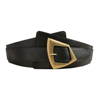 Γεωμετρική φαρδιά σφραγίδα μέσης μαύρη ελαστική ζώνη μέσης που ταιριάζει με το παλτό χειμώνα νέα μόδα ευέλικτες κυρίες Ευρωπαίες και Αμερικανίδες