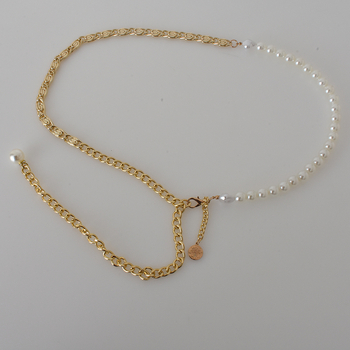 Γυναικείο διακοσμητικό φόρεμα με ζώνη λευκού μαργαριταριού για την άνοιξη και το καλοκαίρι του 2024, νέο καλοκαιρινό φόρεμα με αλυσίδα και ραφές, αξεσουάρ για γυναίκες