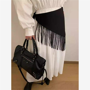 Φόρεμα με μαύρη ζώνη για γυναίκες, διακόσμηση αμερικανικού στιλ, σχέδιο φούστας για καυτά κορίτσια, ζώνη μέσης, αξεσουάρ με τριγωνική φούντα