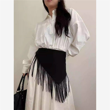 Φόρεμα με μαύρη ζώνη για γυναίκες, διακόσμηση αμερικανικού στιλ, σχέδιο φούστας για καυτά κορίτσια, ζώνη μέσης, αξεσουάρ με τριγωνική φούντα