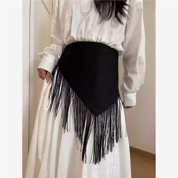 Φόρεμα με μαύρη ζώνη για γυναίκες, διακόσμηση αμερικανικού στιλ, σχέδιο φούστας για καυτά κορίτσια, ζώνη μέσης, αξεσουάρ με τριγωνική φούντα