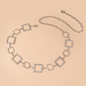 Τετράγωνη ζώνη για γυναίκες Ins στυλ μόδας με φόρεμα Jk φόρεμα πουκάμισο διακοσμητική μέση μεταλλική αλυσίδα μέσης για γυναίκες