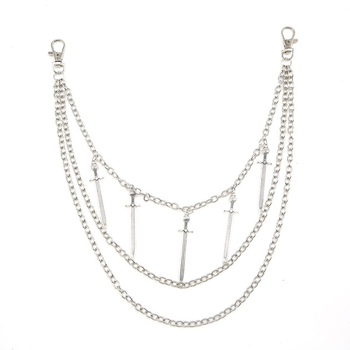 Eiropas un Amerikas Savienoto Valstu pārrobežu hiphopa zobena kulona vidukļa ķēde, daudzslāņu metāla retro ķēde, ķermeņa ķēde, bikšu ķēde, aksesuāru vairumtirdzniecība